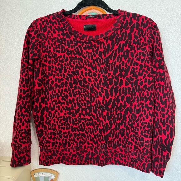 MOTHER Sweatshirt Red/Black Koozie in Radioactive Paws 3/4 Pullover Size: Small - Picture 5 of 7
